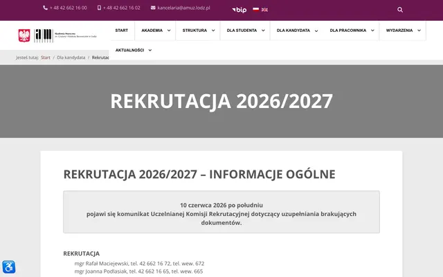 Admissions page — Grazyna and Kiejstut Bacewicz Academy of Music in Lodz