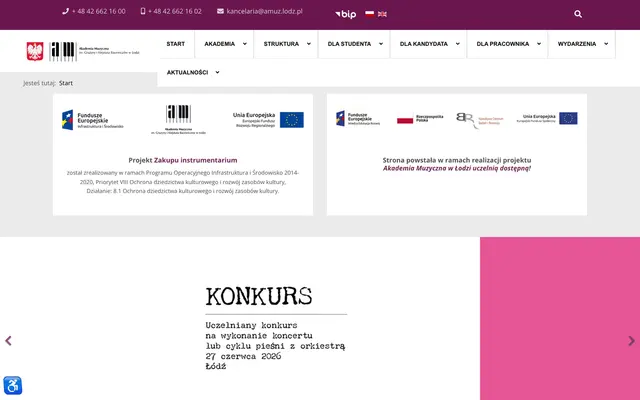 University website — Grazyna and Kiejstut Bacewicz Academy of Music in Lodz