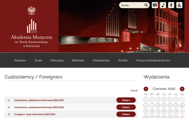 Admissions page — Karol Szymanowski Academy of Music in Katowice