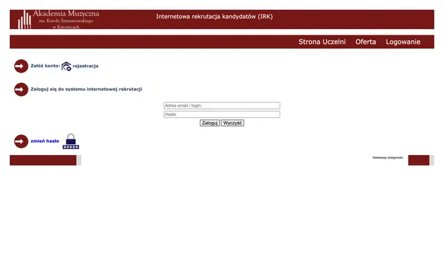 Application system — Karol Szymanowski Academy of Music in Katowice