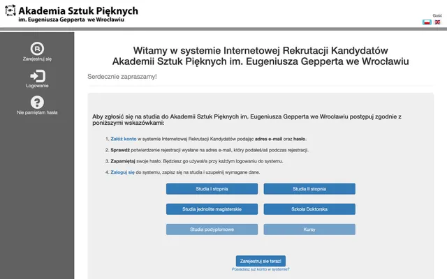 Application system — Eugeniusz Geppert Academy of Art and Design in Wroclaw