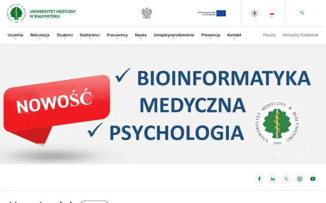 University website — Medical University of Bialystok