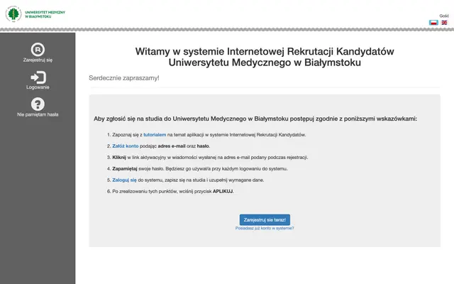 Application system — Medical University of Bialystok