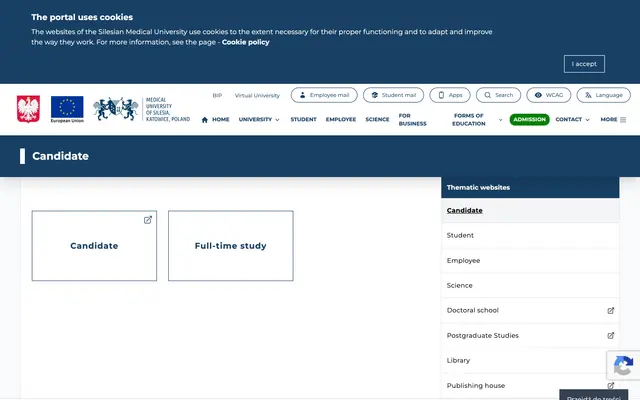 Admissions page — Medical University of Silesia in Katowice