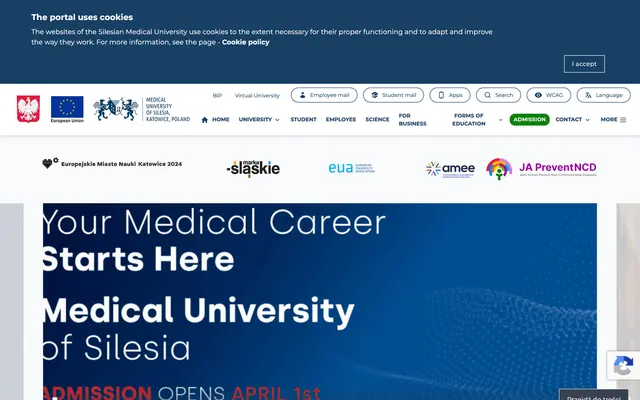 University website — Medical University of Silesia in Katowice