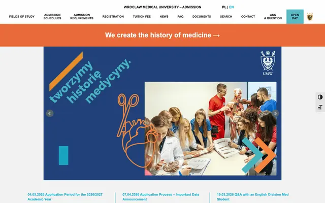 Admissions page — Wroclaw Medical University