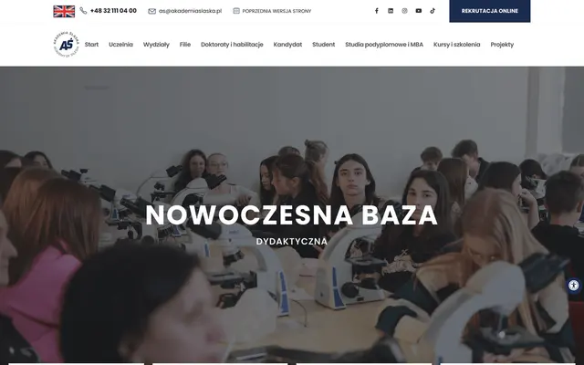 University website — Silesian Academy