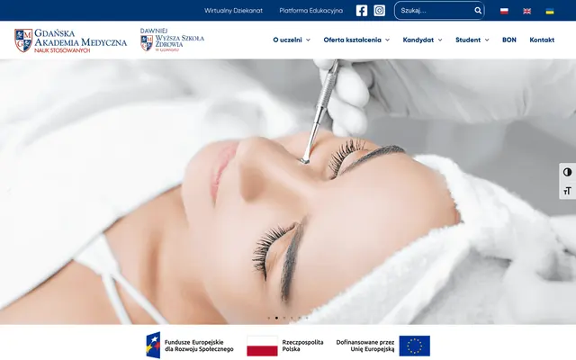 University website — Gdansk Medical University of Applied Sciences