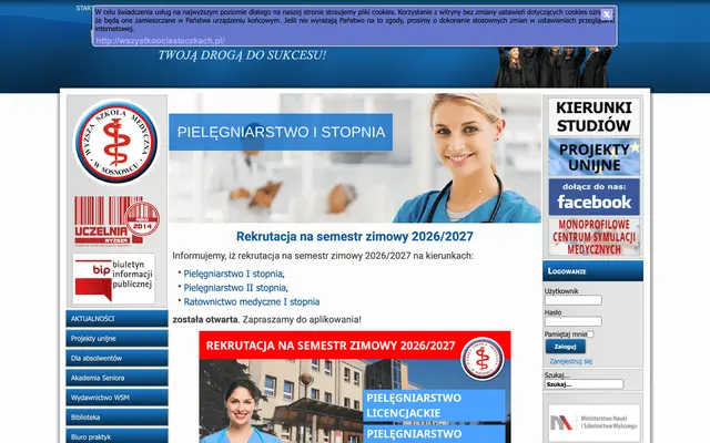 University website — Medical College in Sosnowiec