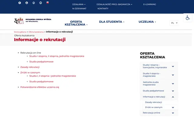 Admissions page — Kuyavian University in Wloclawek