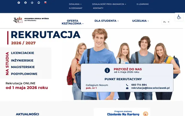 University website — Kuyavian University in Wloclawek