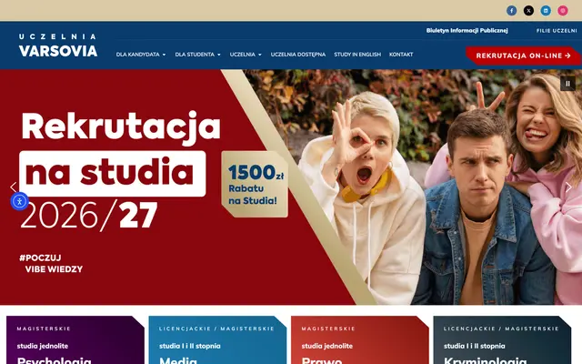 University website — Varsovia University of Business and Applied Sciences