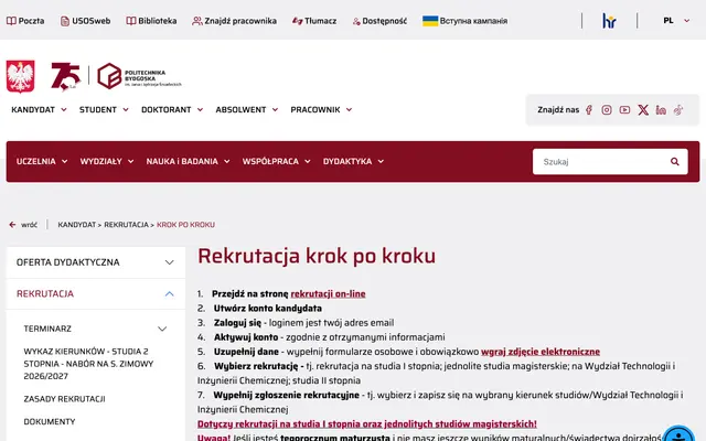 Application system — Bydgoszcz University of Science and Technology
