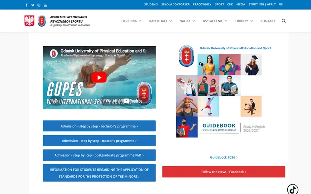 Admissions page — Gdansk University of Physical Education and Sport