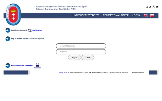 Application system — Gdansk University of Physical Education and Sport