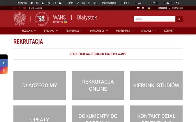 Admissions page — East European University of Applied Sciences in Bialystok