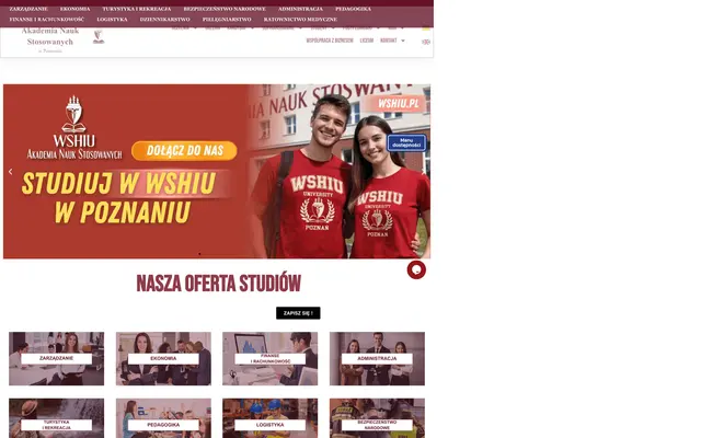 University website — WSHiU University of Applied Sciences