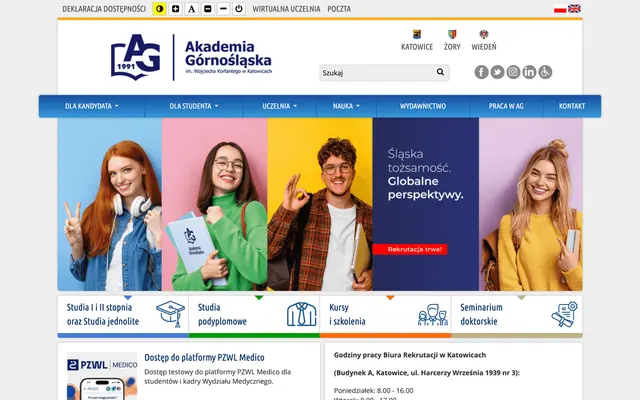 University website — Upper Silesian University in Katowice