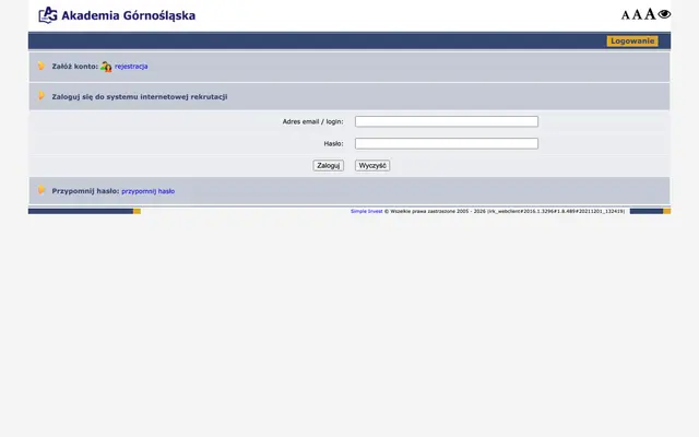 Application system — Upper Silesian University in Katowice