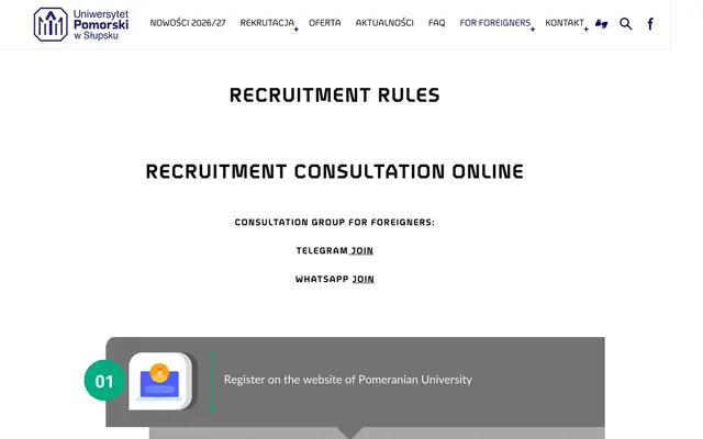 Admissions page — Pomeranian University in Slupsk